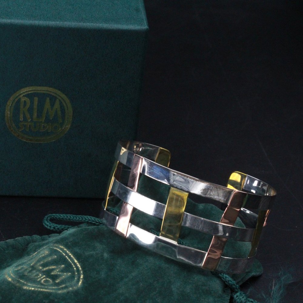 RLM STUDIO COPPER BRASS WEAVE STERLING SILVER CUFF BRACELET